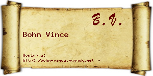 Bohn Vince névjegykártya